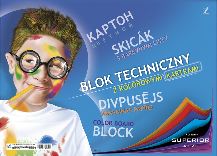 Blok techniczny A3 25k. kolorowy Kreska